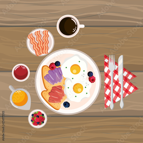 delicious tasty breakfast cartoon