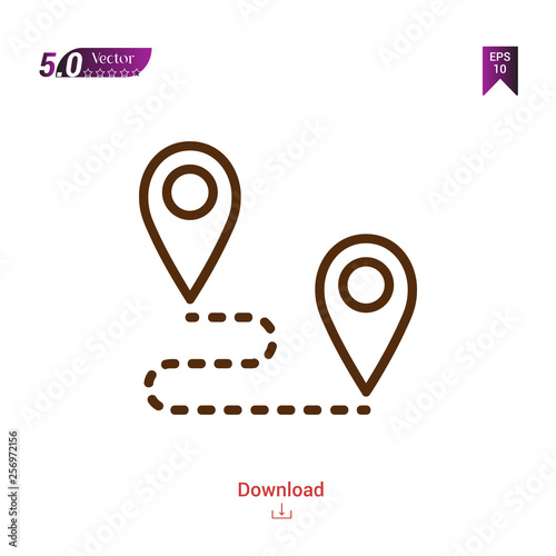 Outline ROUTE icon. route icon vector isolated on white background. man-footwear. Graphic design, mobile application,professions icons 2019 year, user interface. Editable stroke. EPS10 format