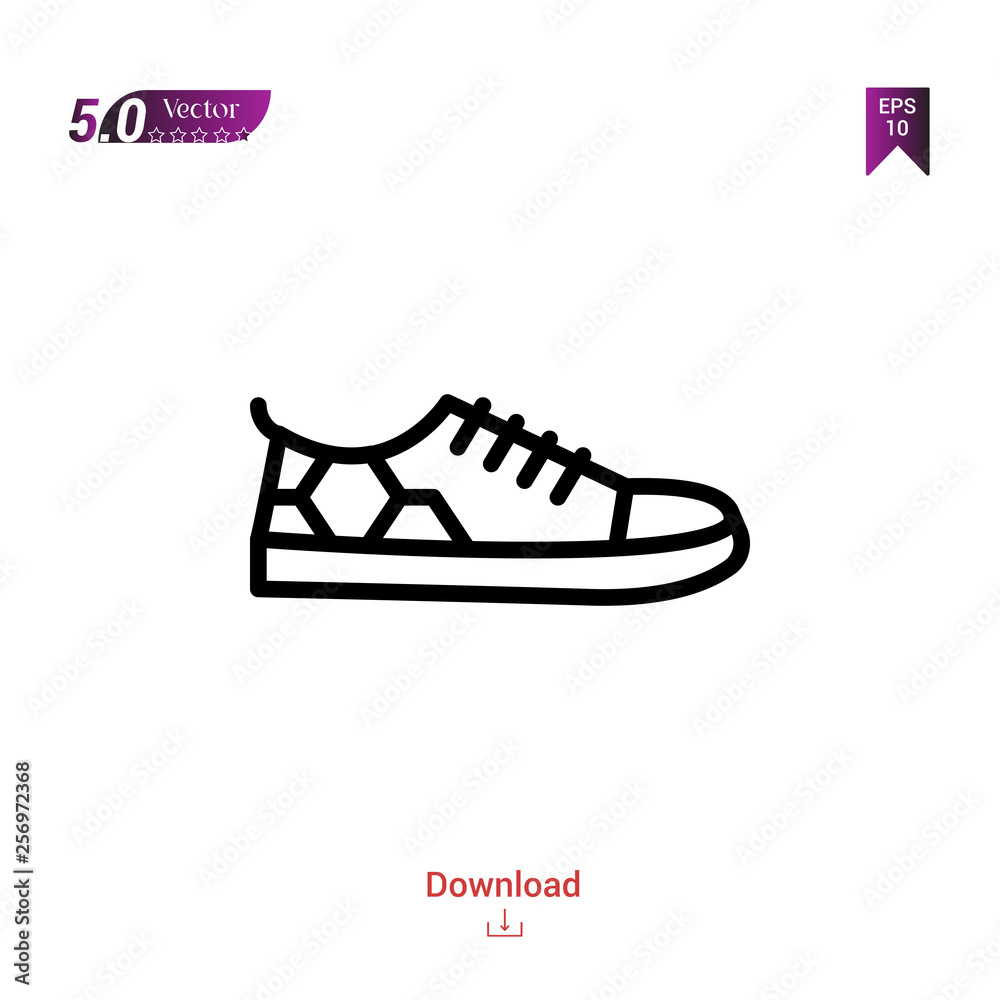Outline SNEAKERS icon. sneakers icon vector isolated on white background. man-footwear. Graphic design, mobile application,professions icons 2019 year, user interface. Editable stroke. EPS10 format Outline SNEAKERS icon. sneakers icon vector isolated on white background. man-footwear. Graphic design, mobile application,professions icons 2019 year, user interface. Editable stroke. EPS10 format