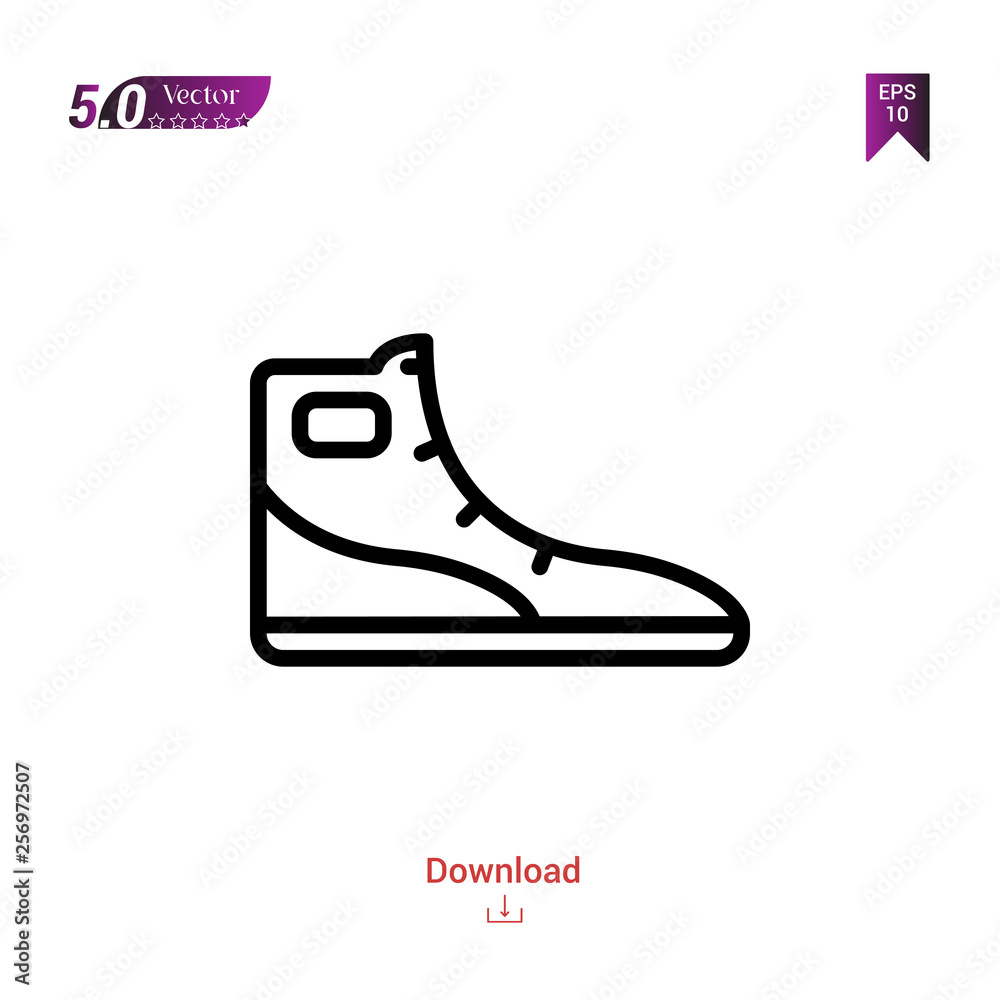 SNEAKERS icon. sneakers icon vector isolated on white background. man-footwear. Graphic design, mobile application,professions icons 2019 year, user interface. Editable stroke. EPS10 format