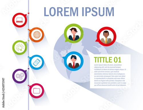 businesmen with infographic and business icons photo