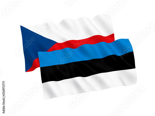 Flags of Estonia and Czech Republic on a white background