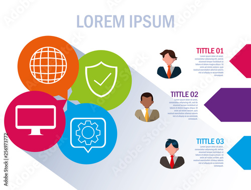 businesmen with infographic and business icons