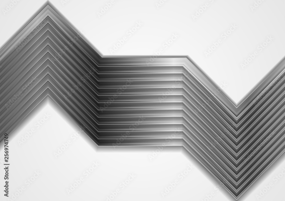 Obraz premium Geometric tech metallic stripes abstract background