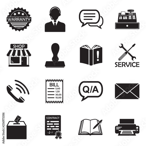 Complaint Icons. Black Flat Design. Vector Illustration.