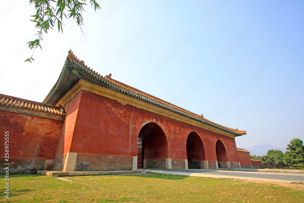 grand palace gate, Chinese ancient architectural landscape in Eastern Royal Tombs of the Qing Dynasty，China