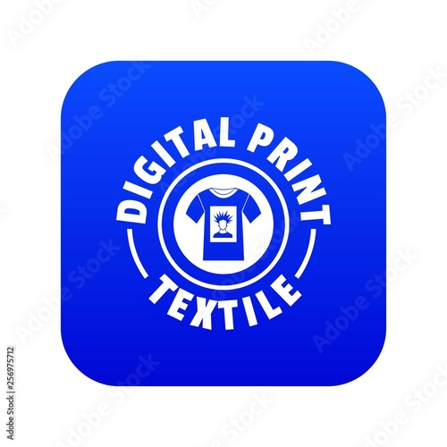 Digital print textile icon blue vector isolated on white background photo