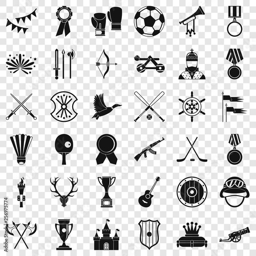 Winning icons set. Simple style of 36 winning vector icons for web for any design photo