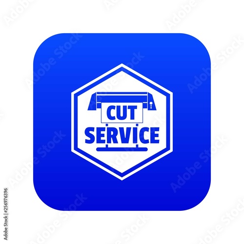 Cut service icon blue vector isolated on white background