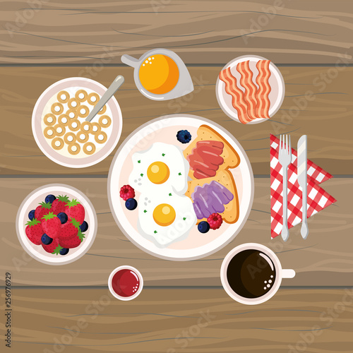 delicious tasty breakfast cartoon