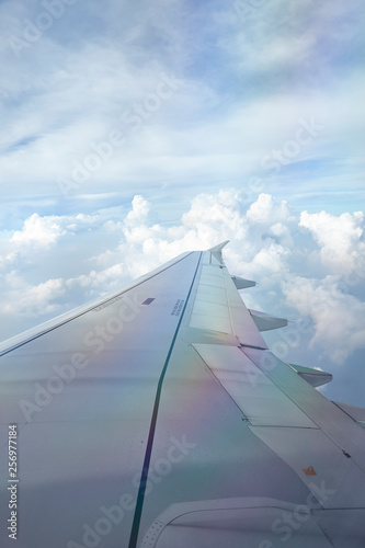 Window view of plane on wingside