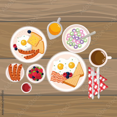 delicious tasty breakfast cartoon