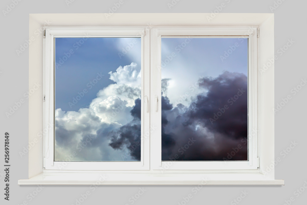 Fototapeta premium view from the window to the sky with clouds