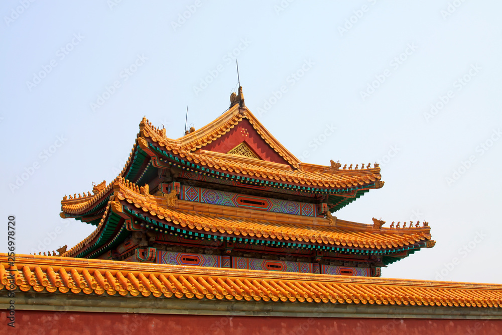 Chinese ancient architectural landscape, Yellow glazed tile roof Chinese ancient architectural landscape, Yellow glazed tile roof