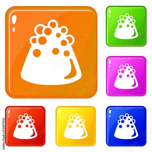 Choco truffle icons set collection vector 6 color isolated on white background