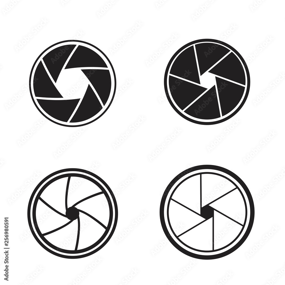 Camera shutter icons set Camera shutter icons set