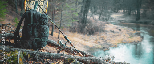 Fishing gear on the river bank