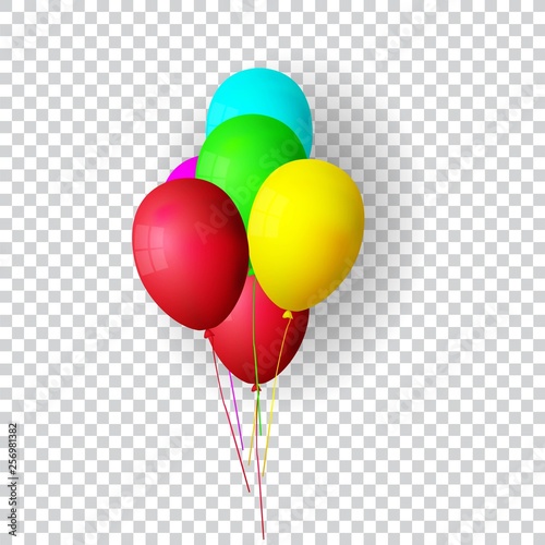 Vector realistic bunch helium balloons isolated.