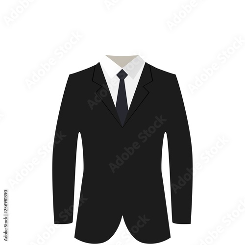 black suit with tie
