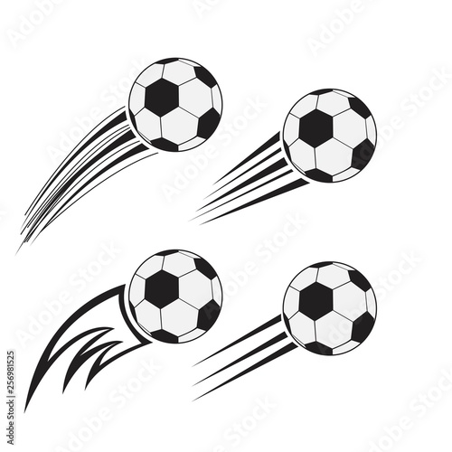 Flying soccer balls set with