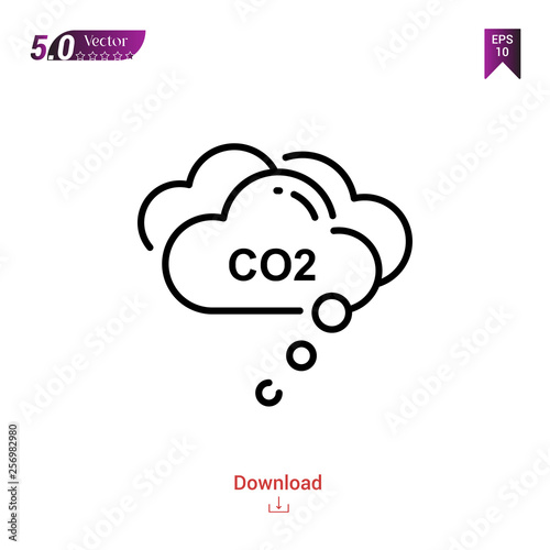 Outline co2 icon. co2 icon vector isolated on white background.disaster. Graphic design, mobile application, icons 2019 year, user interface. Editable stroke. EPS10 format