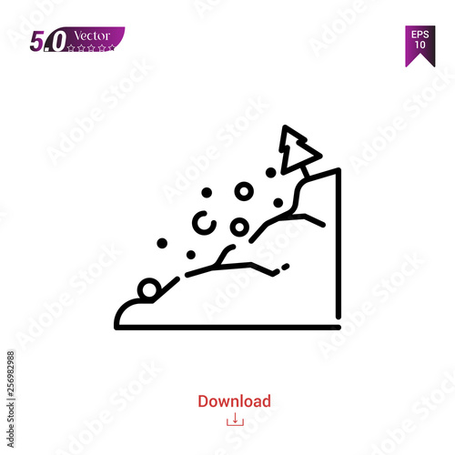 Outline landslide icon. landslide icon vector isolated on white background.disaster. Graphic design, mobile application, icons 2019 year, user interface. Editable stroke. EPS10 format