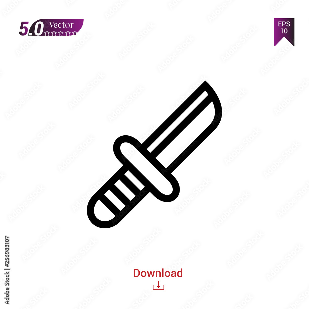 Outline knife icon. knife icon vector isolated on white background.adventure . Graphic design, mobile application,icons 2019 year, user interface. Editable stroke. EPS10 format Outline knife icon. knife icon vector isolated on white background.adventure . Graphic design, mobile application,icons 2019 year, user interface. Editable stroke. EPS10 format