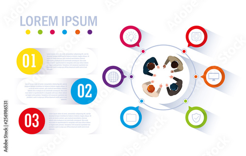 businessmen with infographic and business icons