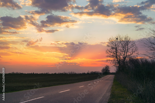 Sunset in countryside landscape. © Mihailo