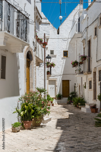 Fototapeta Naklejka Na Ścianę i Meble -  Walking in Locorotondo. Narrow streets and white houses. Dreamlike Puglia, Italy