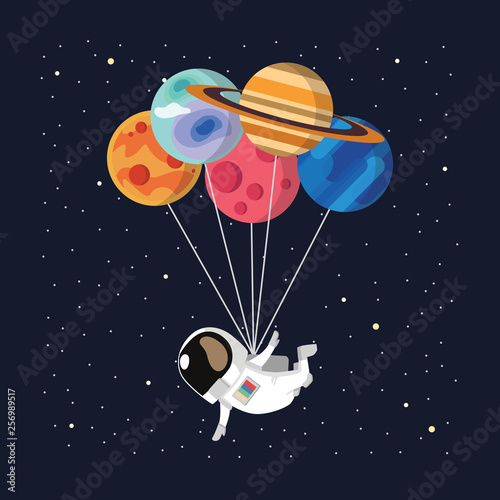 astronaut balloon vector