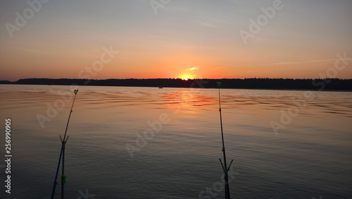 sunset fishing on the lake