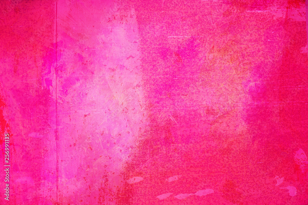 The abstract bright pink surface has a brush painted on the background for graphic design.   