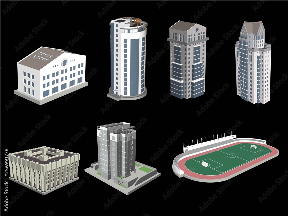Fototapeta premium set of buildings and buildings