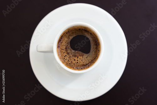 Turkish Coffe in white Cup with Black Background