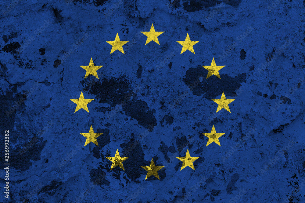 Europe EU flag on old wall Europe EU flag on old wall