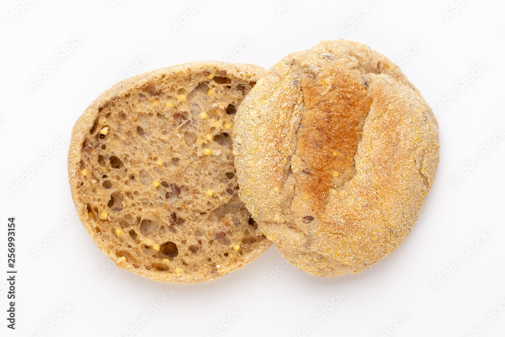 Rye bread slice on a white background. Rye bread slice on a white background.