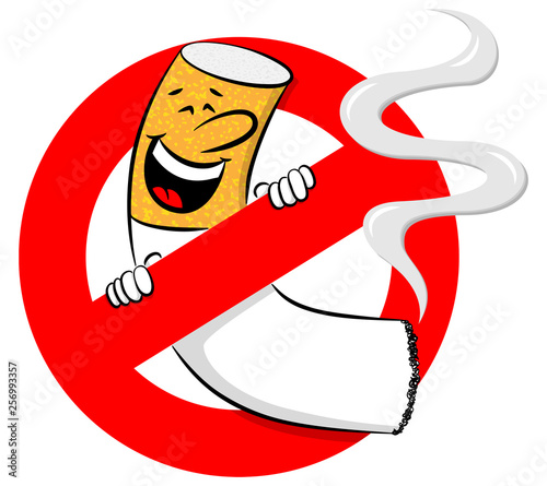 no smoking sign with cartoon cigarette