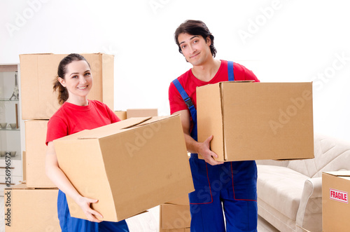 Professional movers doing home relocation