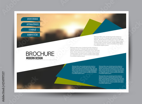 Flyer, brochure, billboard template design landscape orientation for business, education, school, presentation, website. Blue and green color. Editable vector illustration.