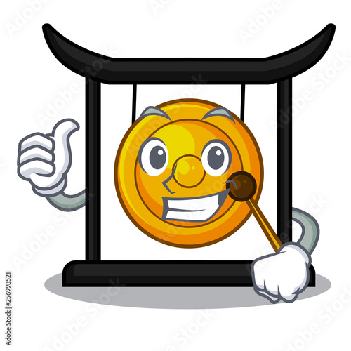 Thumbs up golden gong in the cartoon room