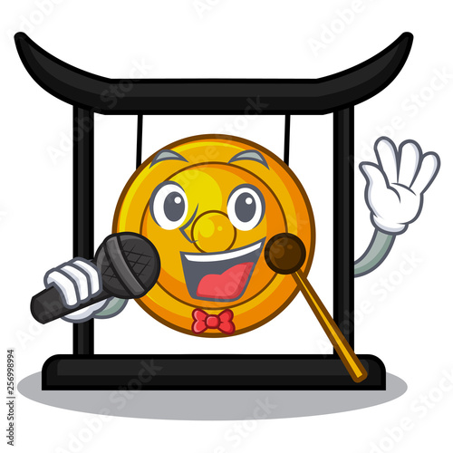 Singing golden gong isolated with the mascot