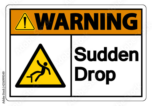 Warning Sudden Drop Symbol Sign On White Background,Vector Illustration