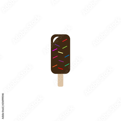 Ice cream eskimo pie with dark chocolate glaze on white background vector illustration