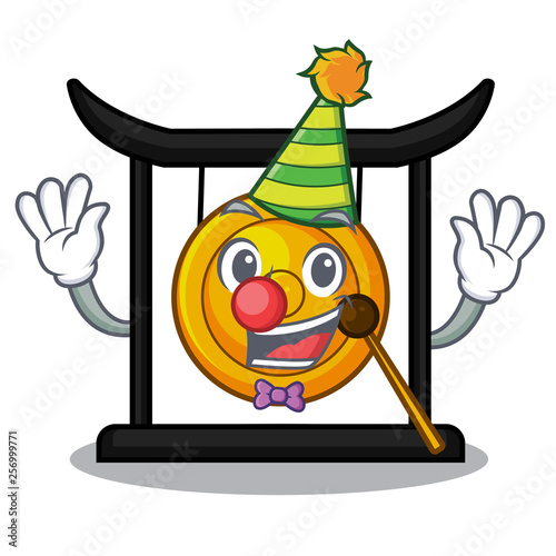 Clown minuatur golden gong in cartoon shape