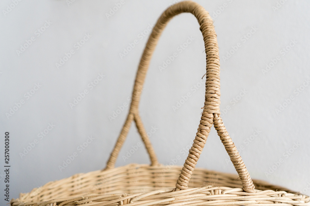 basket with rope on white background
