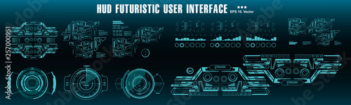 Futuristic virtual graphic touch user interface, HUD dashboard display virtual reality technology screen, target