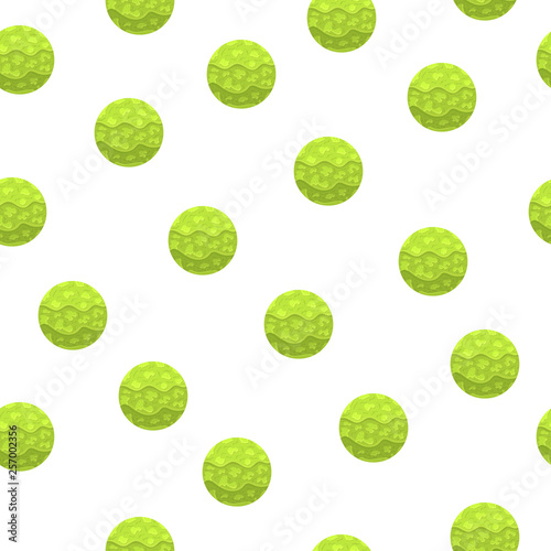 Seamless Pattern with Magic Spheres. Green Abstract Ball. Paper Effect. Vector illustration for Design, Wrapping Paper, Fabric.