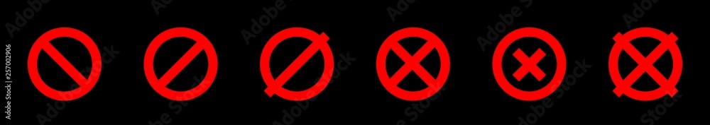 Set of templates for design red prohibition signs. 