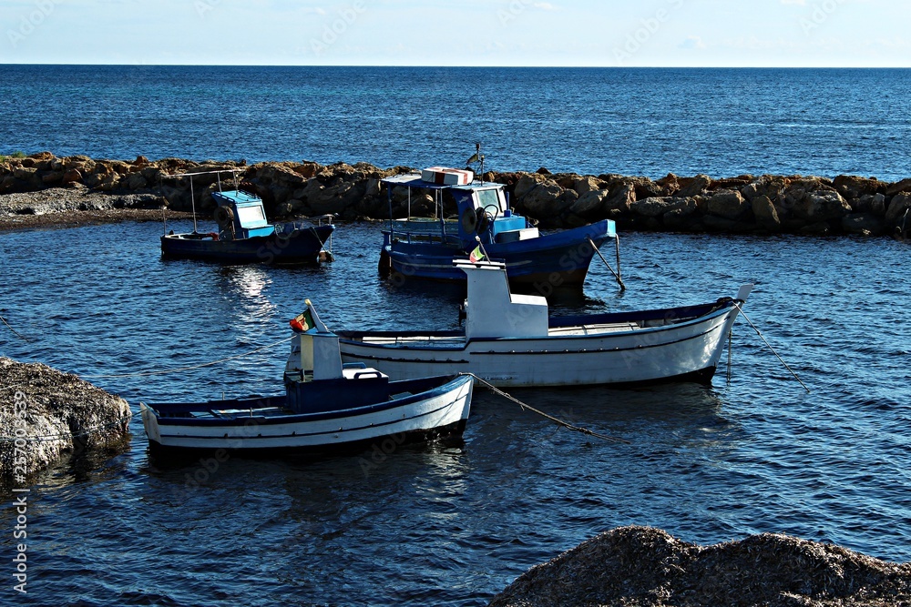 Italy, Sicily: Boats at rest.
